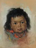 Nicholas Raphael de Grandmaison, Untitled - Indigenous Child with Red Scarf