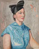 Untitled - Portrait of a Fashionable Lady by Zema Barbara Cogill Haworth, oil on canvas, sold Apr 2005