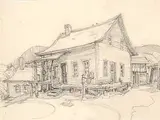 Yvonne McKague Housser, Untitled - House in Quebec Village, graphite on paper