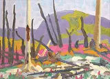 White Rock and Fireweed, Storm Mountain by Illingworth Kerr, 1987, oil on canvas board, sold Apr 2005