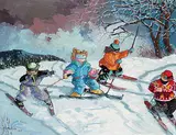 Pauline Thibodeau Paquin, Une autre annee de ski, 1989, acrylic on canvas