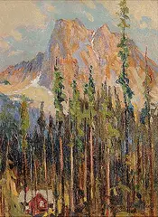 Hal Ross Perrigard, Mount Burgess, Emerald Lake, B.C., oil on wood board