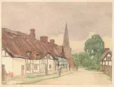 Walter J. Phillips, Bredon Village #80/100, 1928, colour wood block on paper