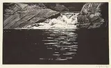 Walter J. Phillips, Waterfall, Lake of the Woods, 1934, wood engraving on paper