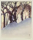 Walter J. Phillips, Snow Bank, 1923, colour wood block on paper