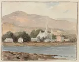 Robert Pilot, Nice Day, Sunday Morning, Baie St. Paul, 1956, watercolour on paper