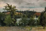 George Agnew Reid, Untitled - A View of the Lake, oil on paper