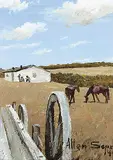 Allen Sapp, Untitled - Red Pheasant Reserve, acrylic on canvas board