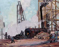 Peter Clapham Sheppard, Untitled - The Pile Drivers, oil on canvas