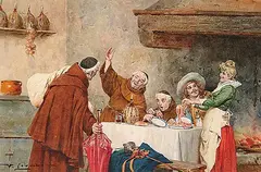 Virgilio Colombo, Untitled - Inside the Tavern, watercolour on paper