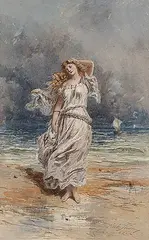 George Clark Stanton, Untitled - Penelope on the Shore, 1862, watercolour on paper