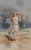 George Clark Stanton, Untitled - Penelope on the Shore, 1862, watercolour on paper