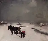 Oscar Verpoorten, Untitled - The Ice Cutter, oil on canvas