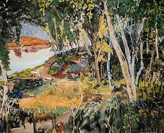David T. Alexander, Copse Forming Umbrella, 1987, oil on canvas
