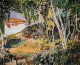 David T. Alexander, Copse Forming Umbrella, 1987, oil on canvas