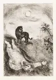 Marc Chagall, Prophete Tue par un Lion, 1956, etching on paper