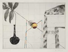 Kenneth A. Webb, Untitled - Architectural Series #12/20, 1983, hand coloured etching on paper