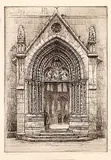 Entree de l'Eglise Saint Severin, Paris #6th state 1 print by Caroline Armington, 1926, etching on paper, sold Apr 2005