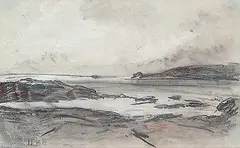 Hercules B Brabazon, Harbour with Cliffs, graphite and chalk on paper