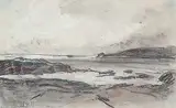 Hercules B Brabazon, Harbour with Cliffs, graphite and chalk on paper