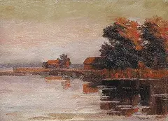 William Brymner, Untitled - Fall Sunset, 1909, oil on canvas board