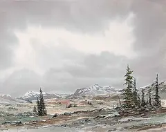 Simon H. Camping, Open Meadows [at Healy Creek near Sunshine], 1980, watercolour on paper