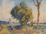 Georges Chavignaud, Untitled - A Blustery Day, watercolour on paper