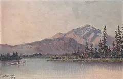 Henry Josiah de Forest, Untitled - Mountain View with Steamer in Foreground, 1898, oil on canvas board