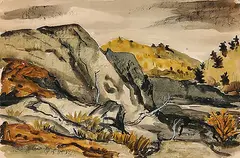 Robert Frederick Hagan, Untitled - Autumn Landscape, watercolour on paper