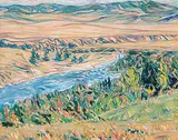 Katherine Lakeman, Oldman River Valley, acrylic on canvas