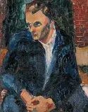 Kenneth Loveless, Seated Man - Self Portrait, oil on canvas