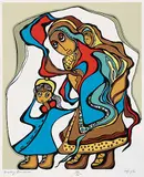 Daphne Odjig, Visiting Grandma #52/95, 1977, colour silkscreen on paper