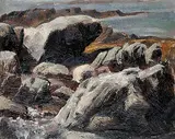 Lawrence Arthur Colley Panton, Untitled - Rock Formation, Peggy's Cove, oil on paper board