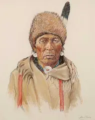 John Semers Perry, Rock Thunder Sioux Medicine Man, pastel on paper