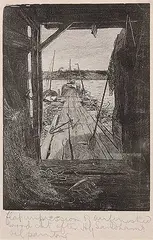 John Henry Sandham, Untitled - The Fisherman's Wharf, wood block on paper