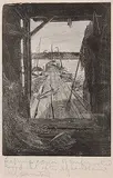 John Henry Sandham, Untitled - The Fisherman's Wharf, wood block on paper