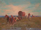 Theodoor Marie Schintz, Untitled - The Wagon Train, 1974, oil on canvas