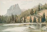 Untitled - The Bow River and Castle Mountain by Margaret Shelton, 1947, watercolour on paper, sold Apr 2005