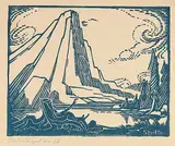Mount Chephren by Margaret Shelton, 1956, lino block on paper, sold Apr 2005