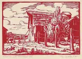 Barn at Mission, B.C. by Margaret Shelton, 1972, lino block on paper, sold Apr 2005