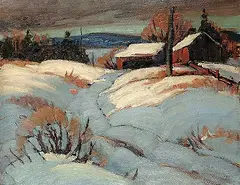 John Sloan, Untitled - Sunny Winter Farm, 1937, oil on paper board