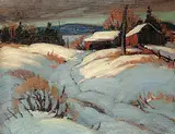 John Sloan, Untitled - Sunny Winter Farm, 1937, oil on paper board