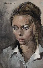 Con Vansuchtelen, Untitled - Portrait of a Woman, 1970, gouache on paper