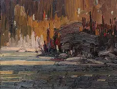 Horace Valentine Vik, Untitled - Dawn on the River, oil on hard board