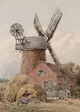 George Harlow White, Untitled - The Windmill and Cottage, 1881, watercolour on paper