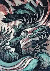Sybil Andrews, Storm #30/60, 1935, colour lino block on paper