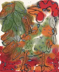Paul-Vanier Beaulieu, Untitled - The Cock, 1968, watercolour on paper