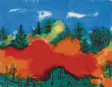 Paul-Vanier Beaulieu, Untitled - Colourful Landscape, mixed media on paper