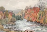 Frederick Henry Brigden, Untitled - Autumn Stream, watercolour on paper