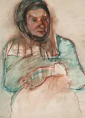 Lillian Freiman, La Penseuse, mixed media on paper
